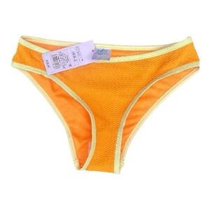 Size XS Wild Fable Orange Bikini Bottom with Yellow Trim LowRise Med Cheek New